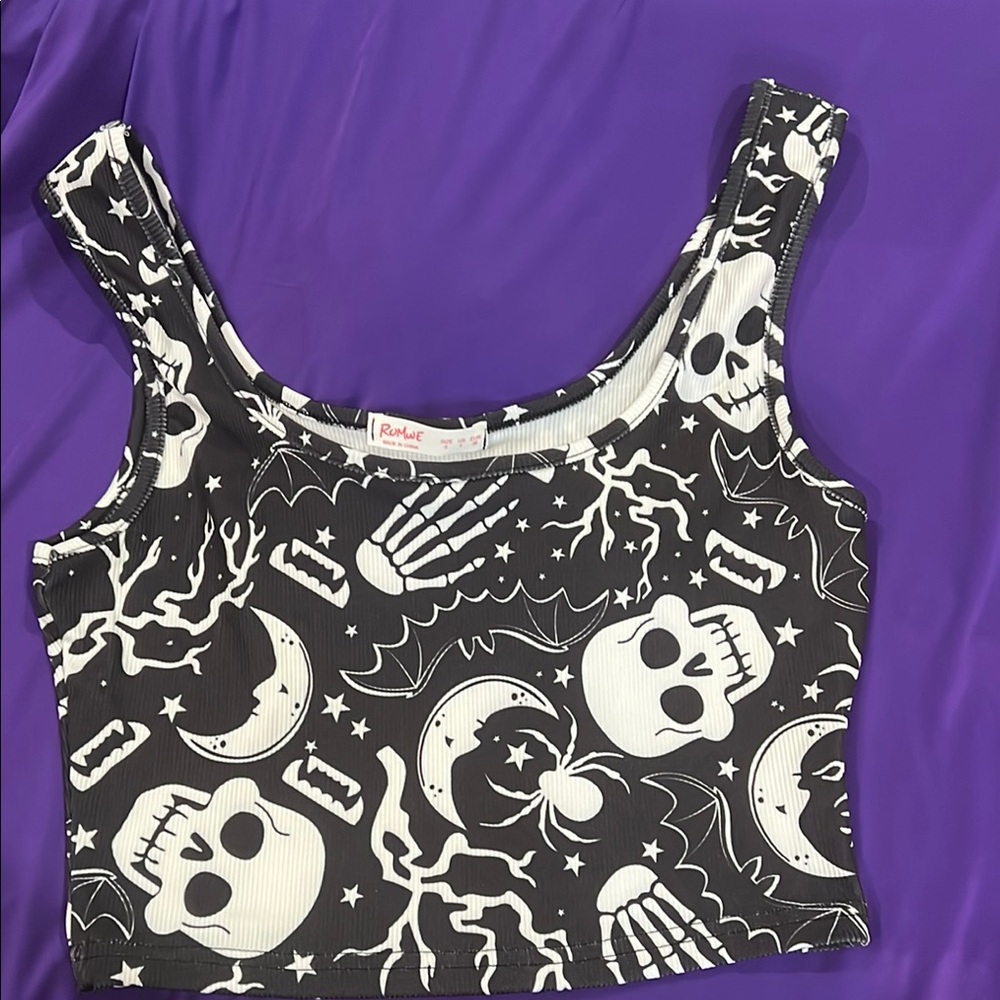 Black and White Halloween Crop Top